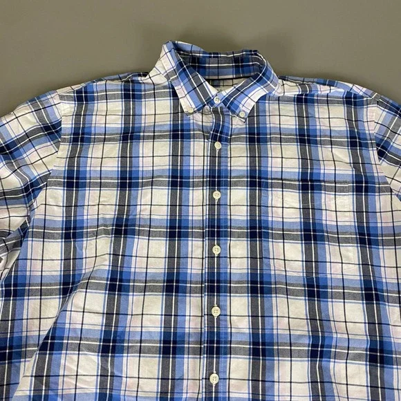 Croft & Barrow Button Down Shirt Men's Size XL Blue Easy Care Plaid Short Sleeve - Picture 2 of 12